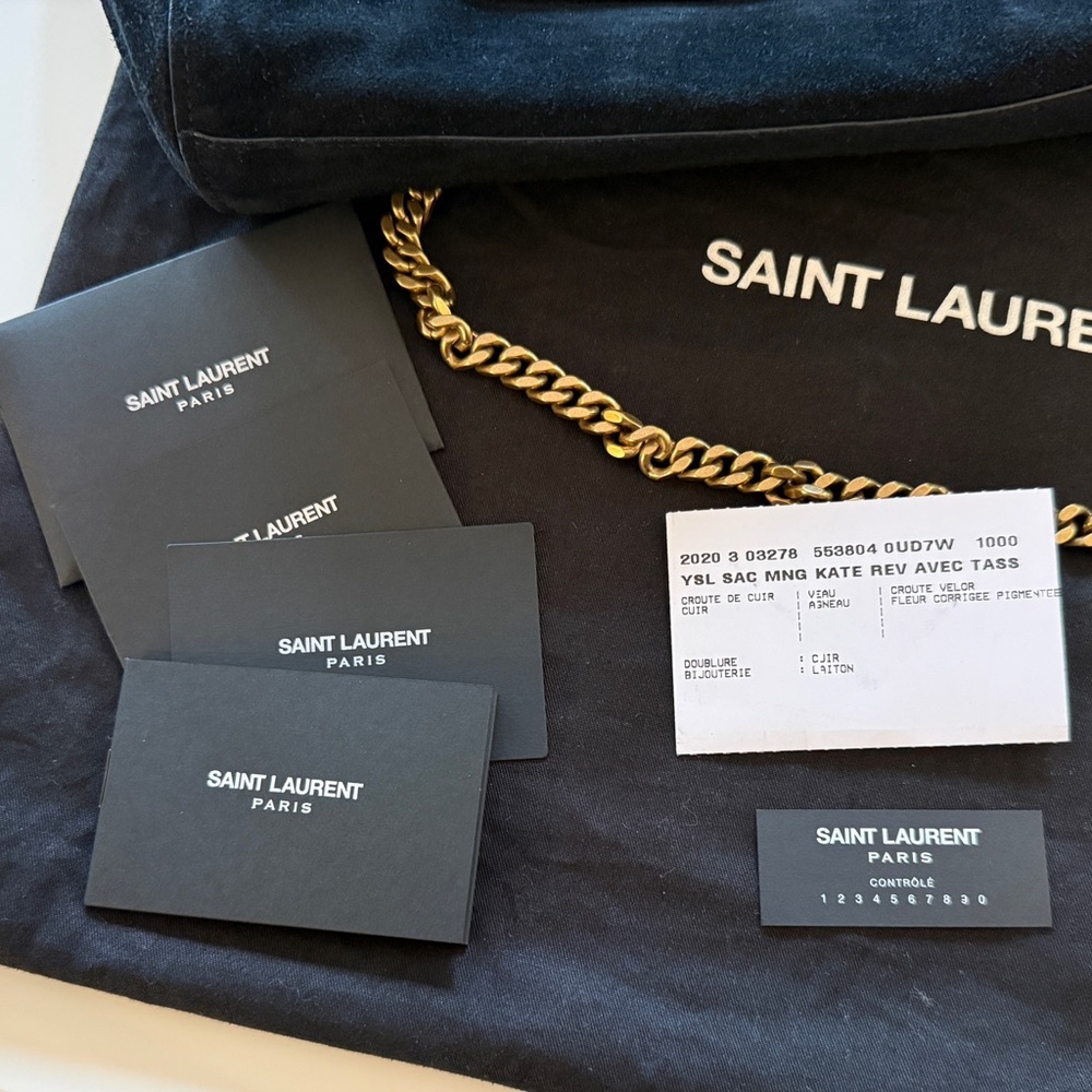 YSL Kate Medium Black Suede/Smooth Leather Reversible Crossbody Bag - Picture 15 of 16